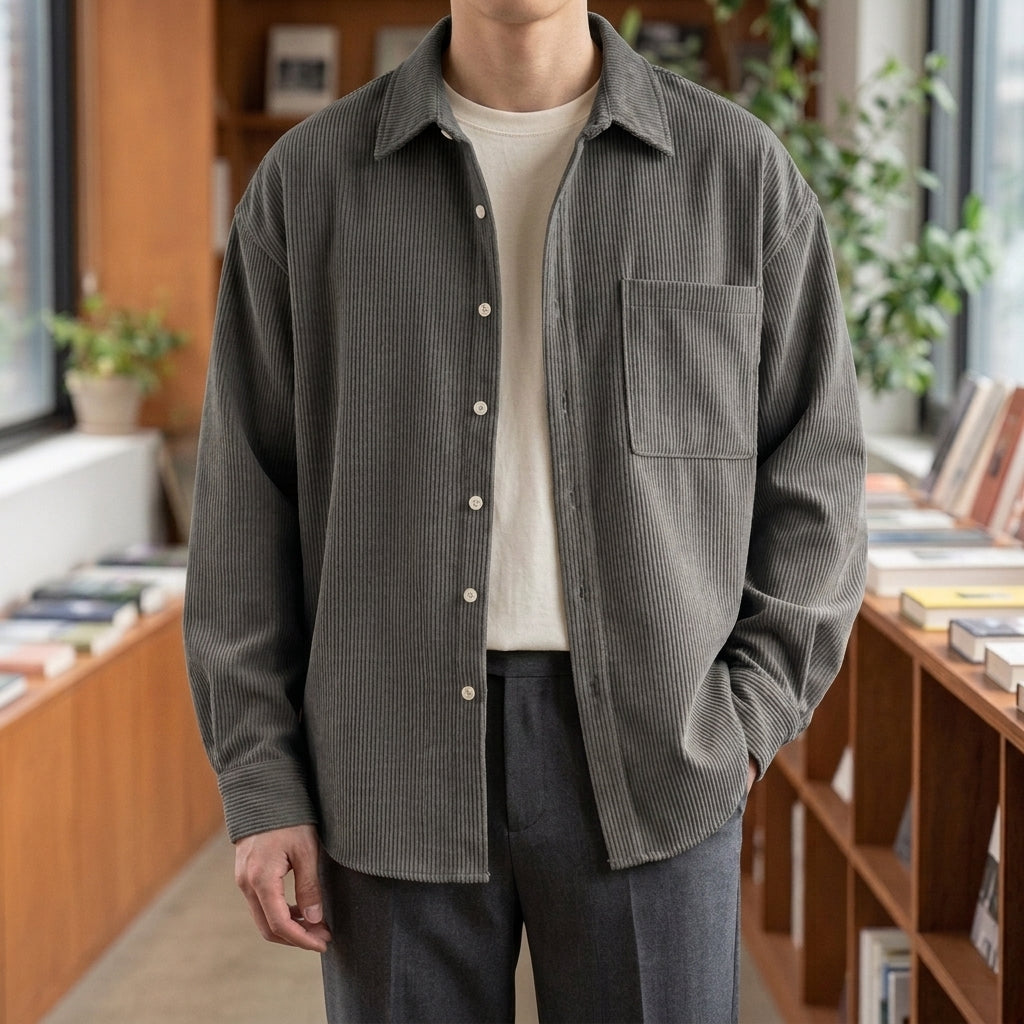 Blake Corduroy Shirt - Dark Gray