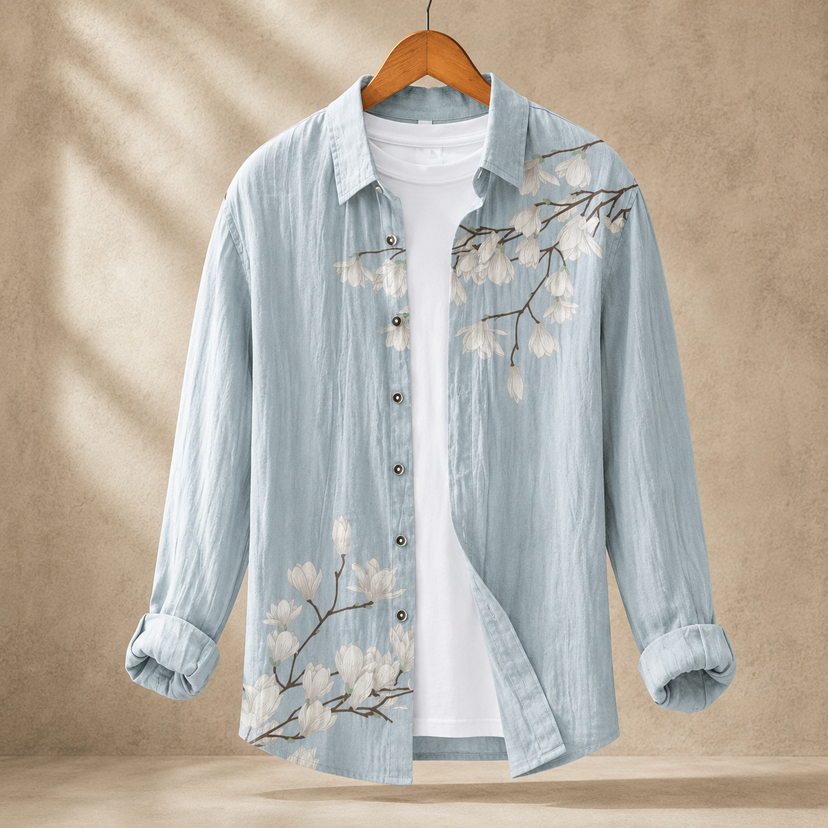 Wyatt Printed Shirt - Pale Blue Magnolia