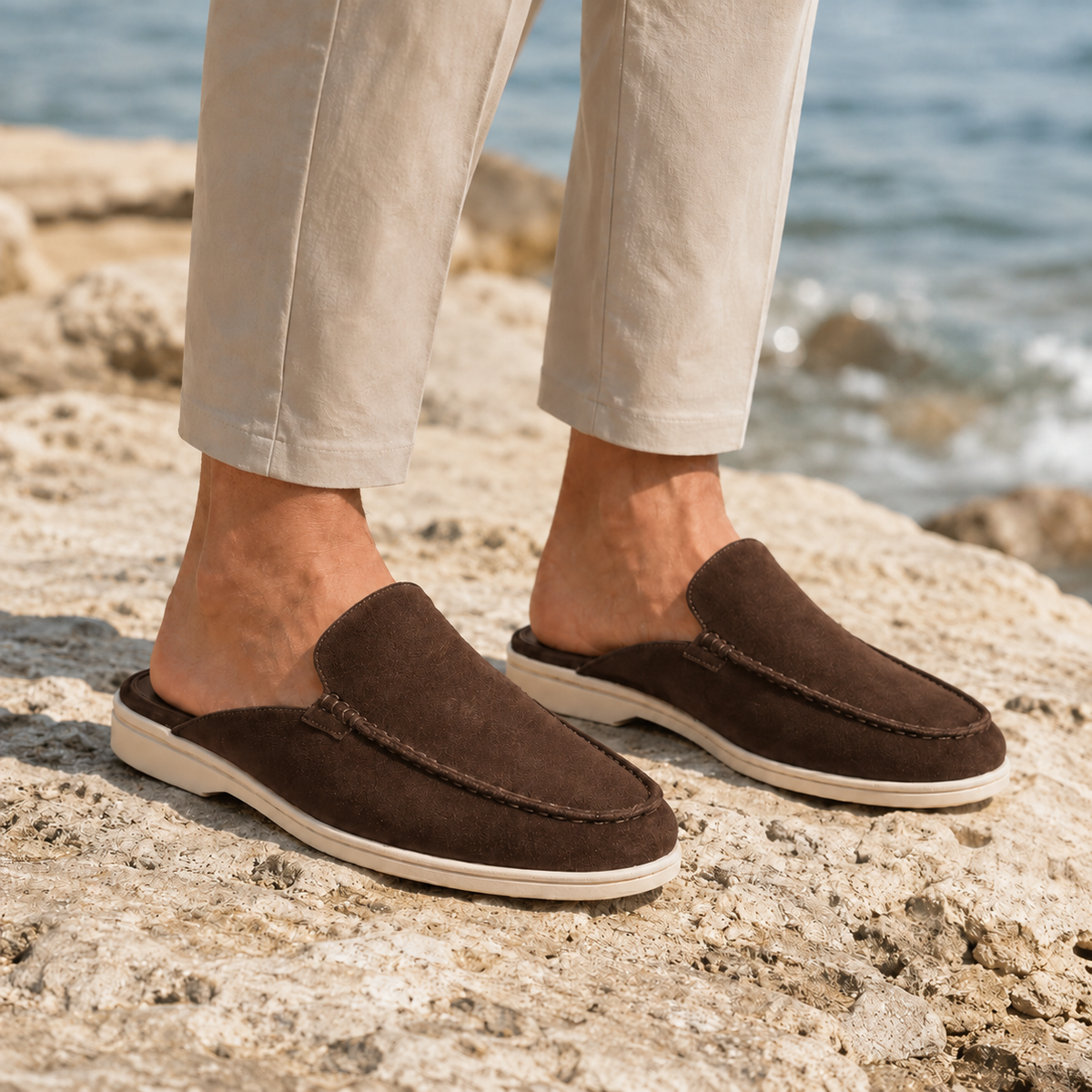 Como Suede Mule Loafers - Brown