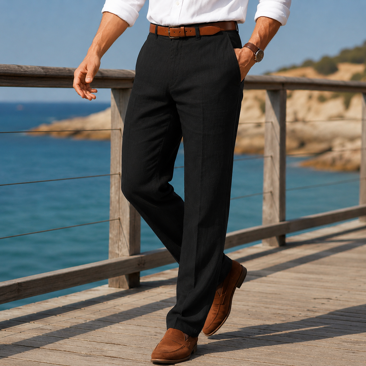 Caleb Straight Leg Pants - Black
